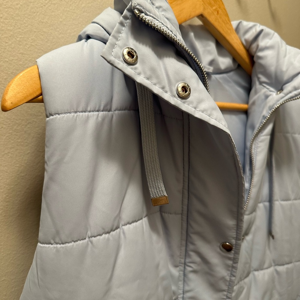 Women's Light Blue Long Puffer Vest